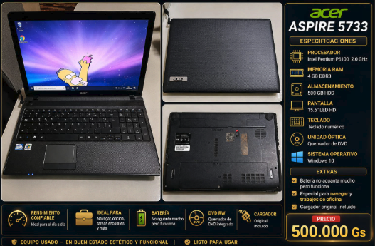 Notebook Acer Aspire 5733